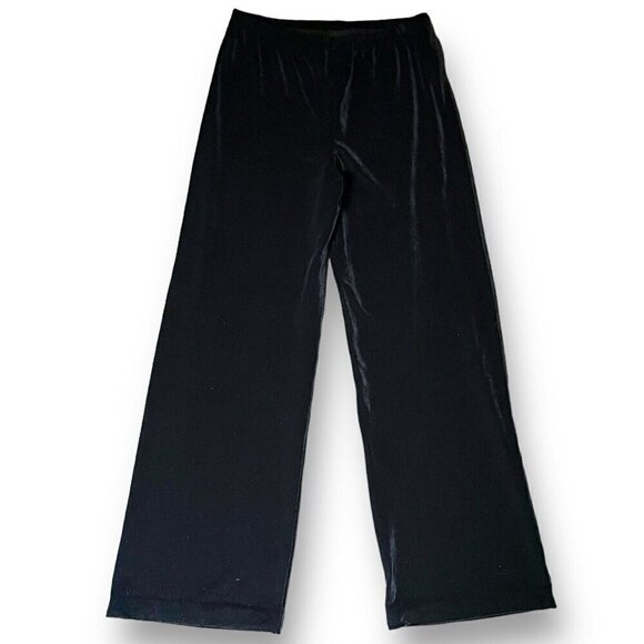 Sno Skins Womens Pant Sz Large Black Velour Velvet Pull On Wide Leg Stretch - Picture 1 of 6